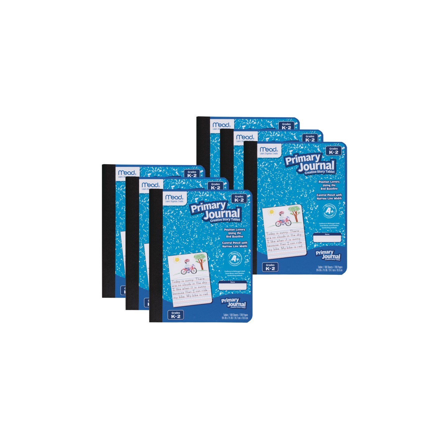Mead® Primary Journal Half Page Ruled, 100 Sheets Per Book, Pack of 6
