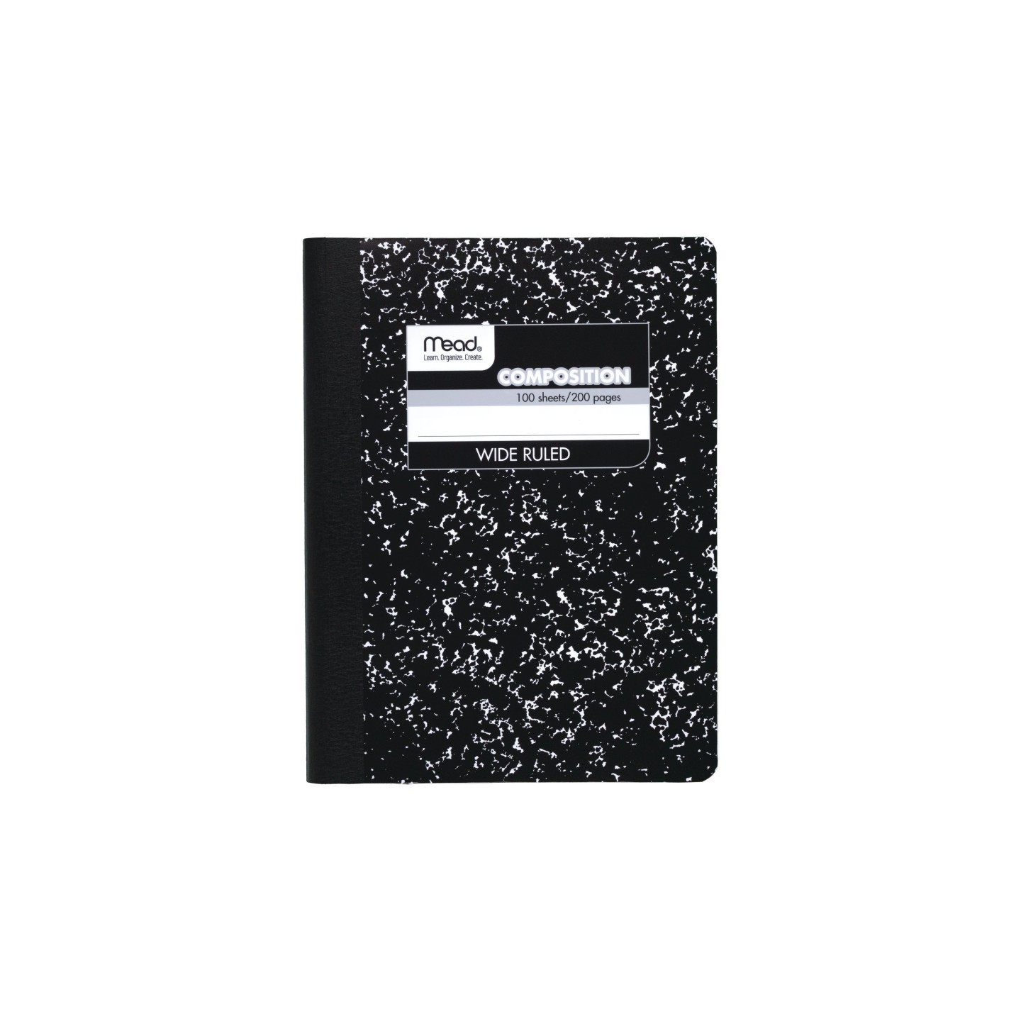 Mead® Composition Book, Wide Ruled, 100 Sheets, 9 3/4" x 7 1/2", Black Marble