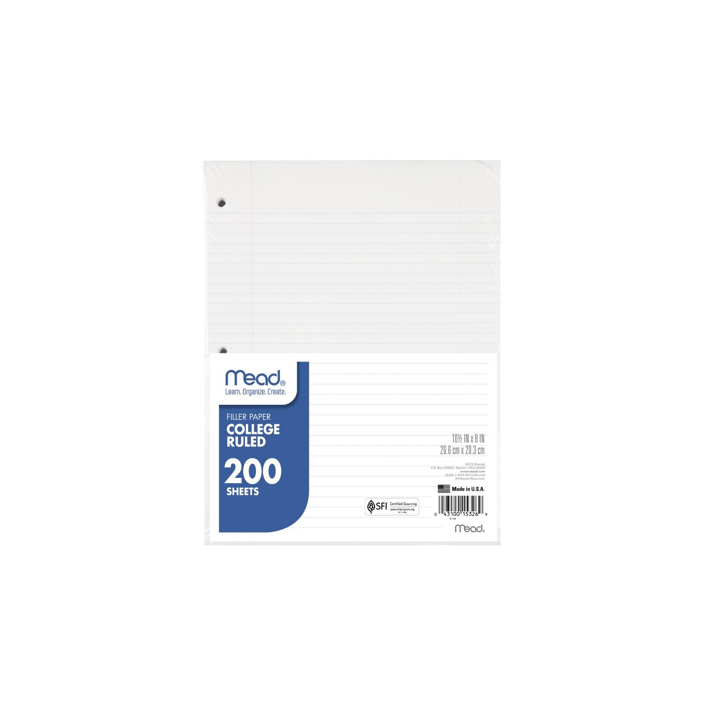 Mead® Notebook Filler Paper, College Ruled, 200 Sheets