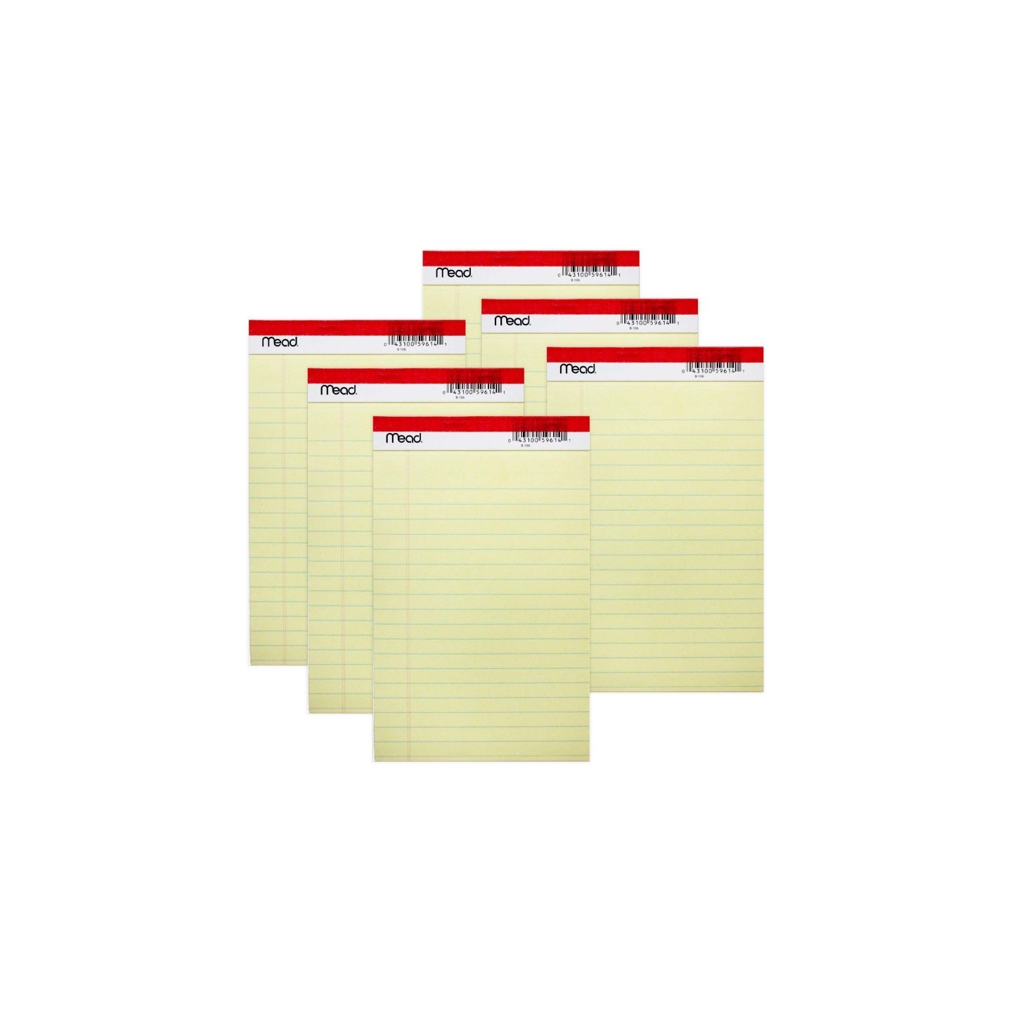 Mead® Junior Legal Pad, 50 Sheets, 5" x 8", Canary, Pack of 6