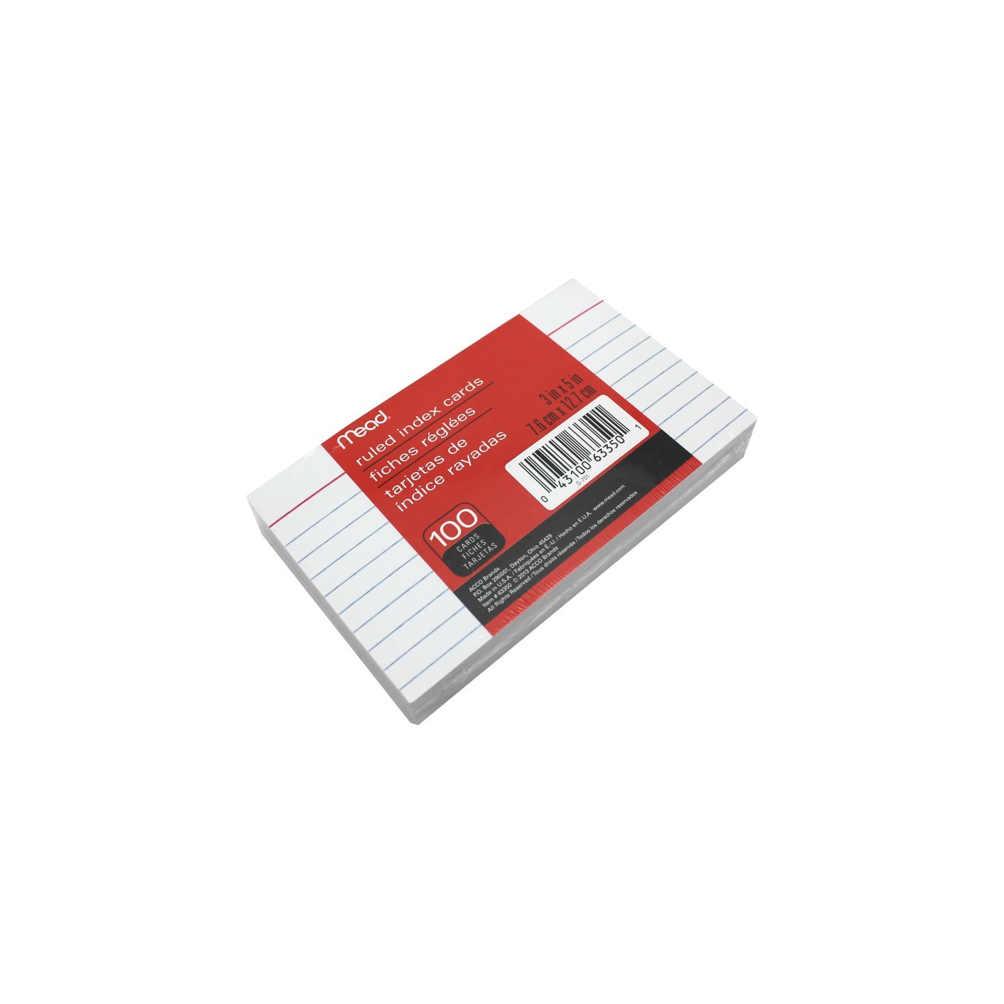 Mead® Index Cards, Ruled, 3" x 5", Pack of 100