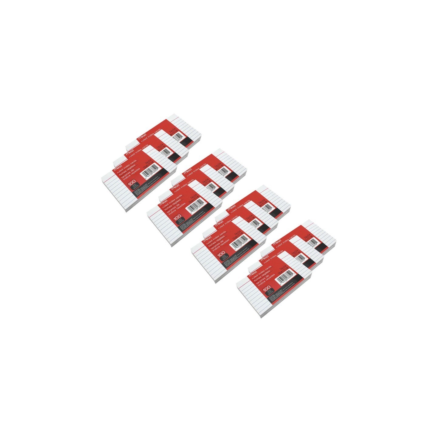 Mead® Index Cards, Ruled, 3" x 5", 100 Per Pack, 12 Packs