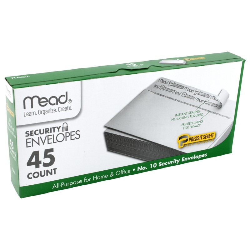 Mead® Press-It Seal-It® Security Envelopes, #10, Pack of 45