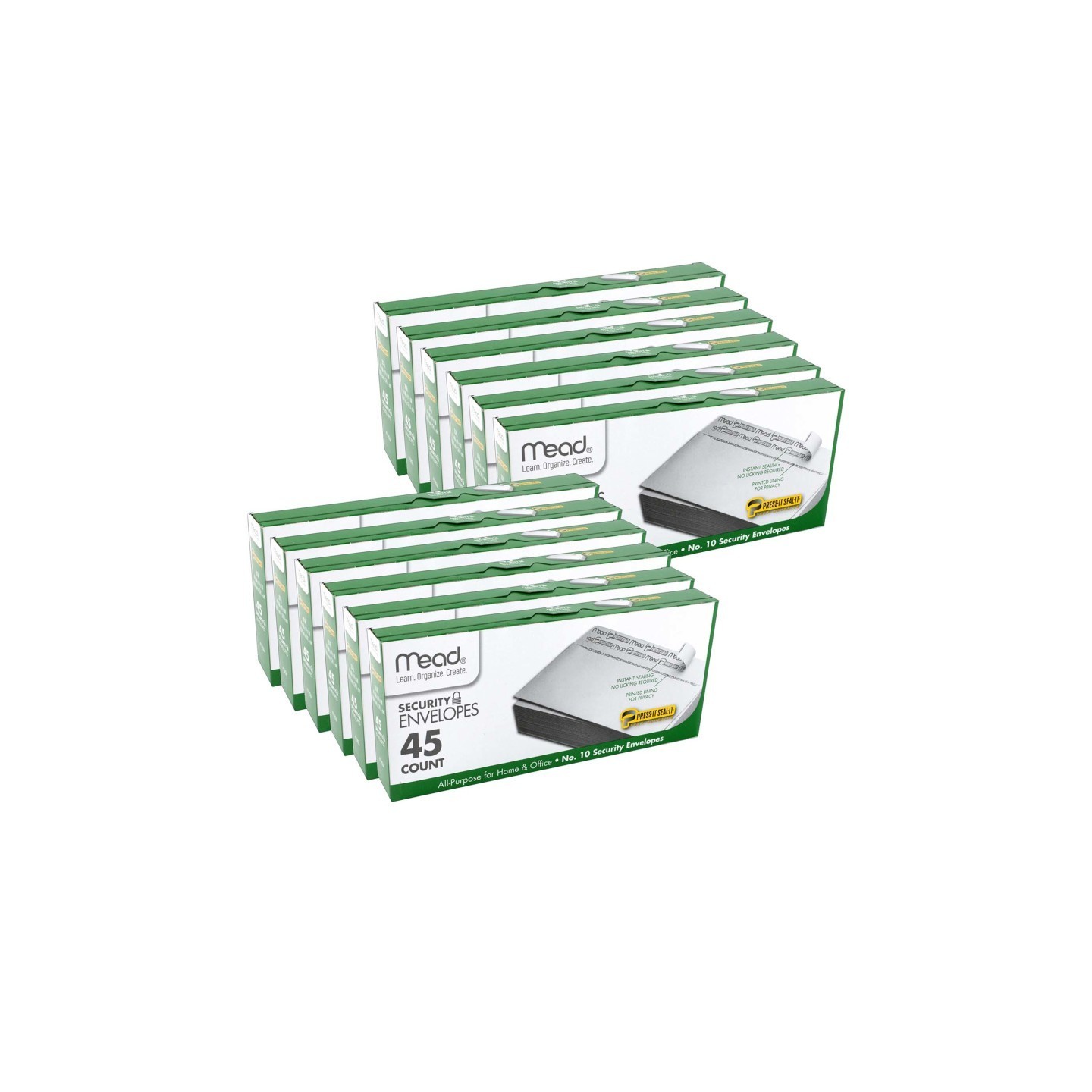 Mead® Press-It Seal-It® Security Envelopes, #10, 45 Per Box, 12 Boxes