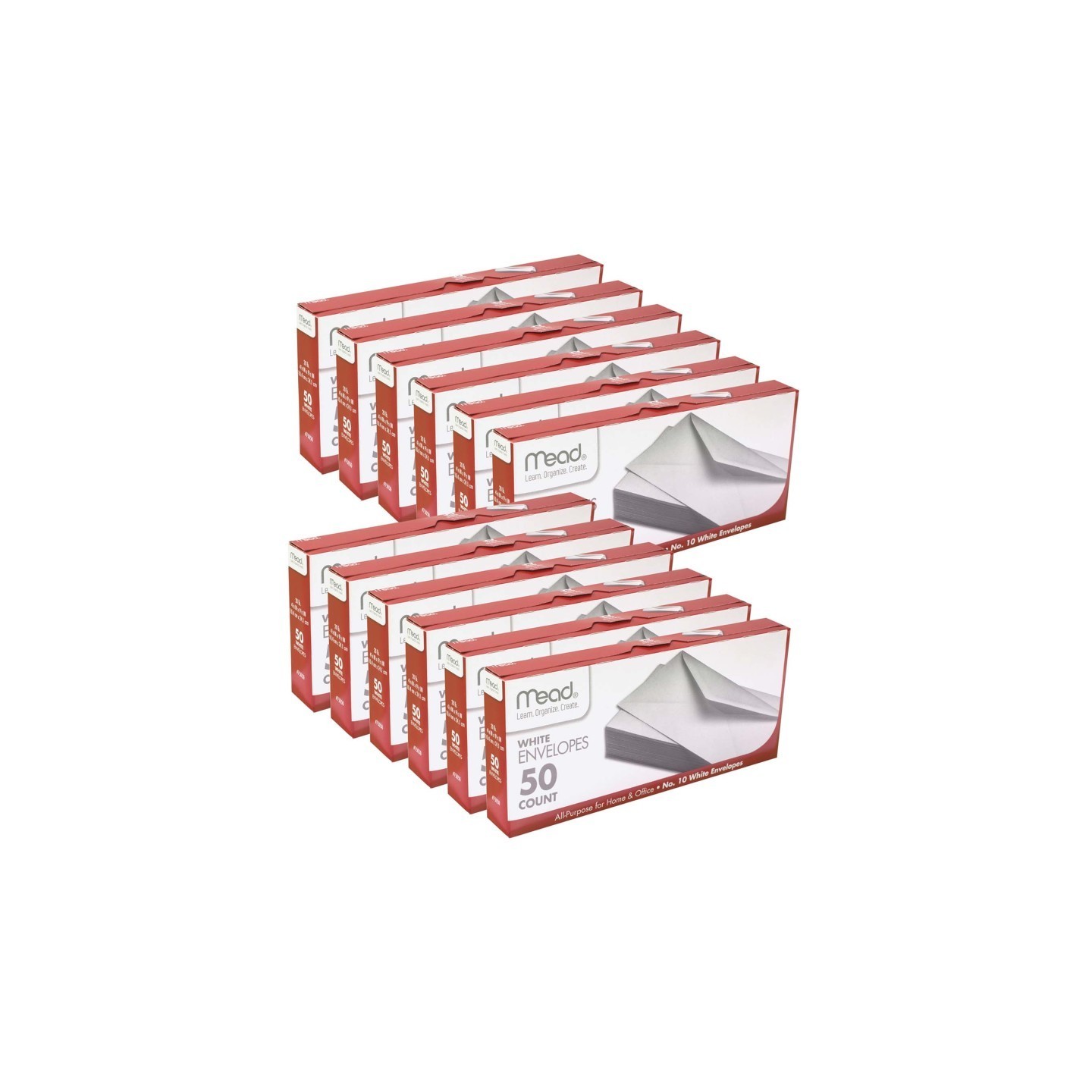 Mead® Boxed Envelopes, White, 4.13" x 9.5", 50 Per Box, 12 Boxes