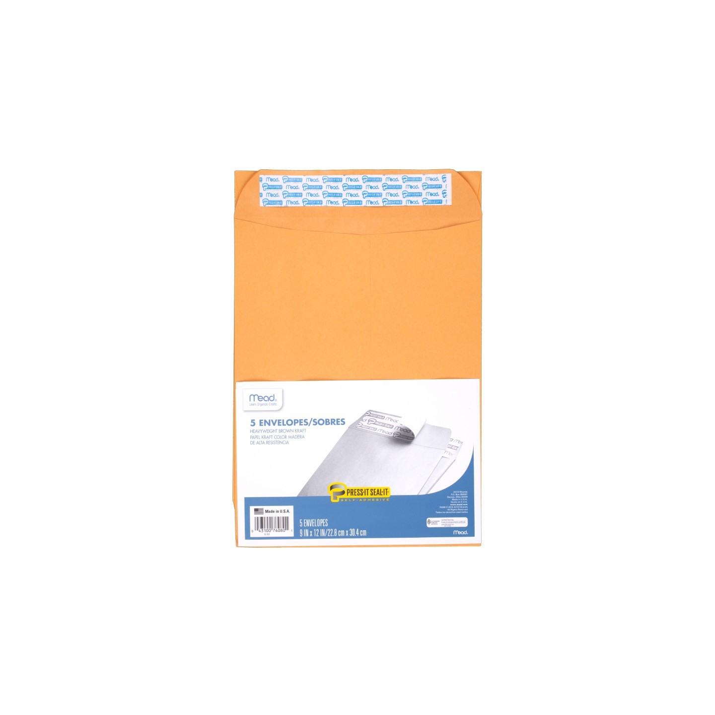 Mead® Press-It Seal-It® Envelopes, 9" x 12", Pack of 5