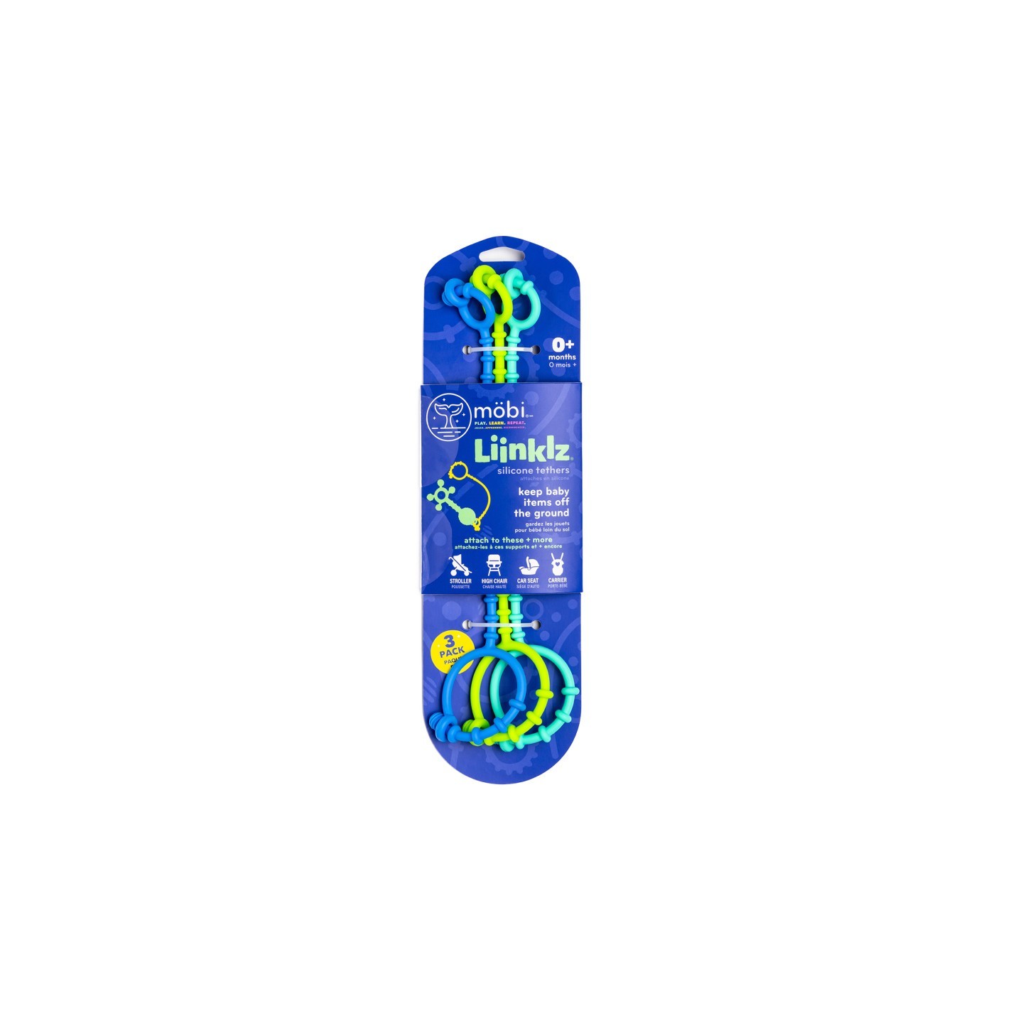 Mobi LIINKLZ® Teether, Cool, 3-Pack