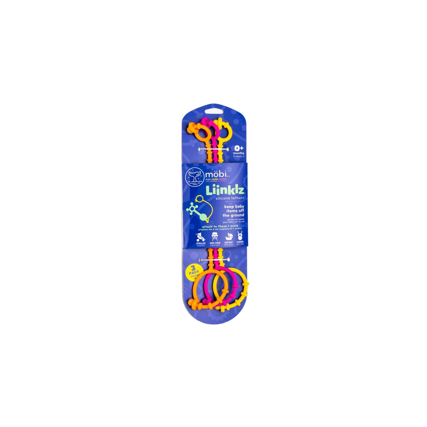 Mobi LIINKLZ® Teether ,Vibrant, 3-Pack