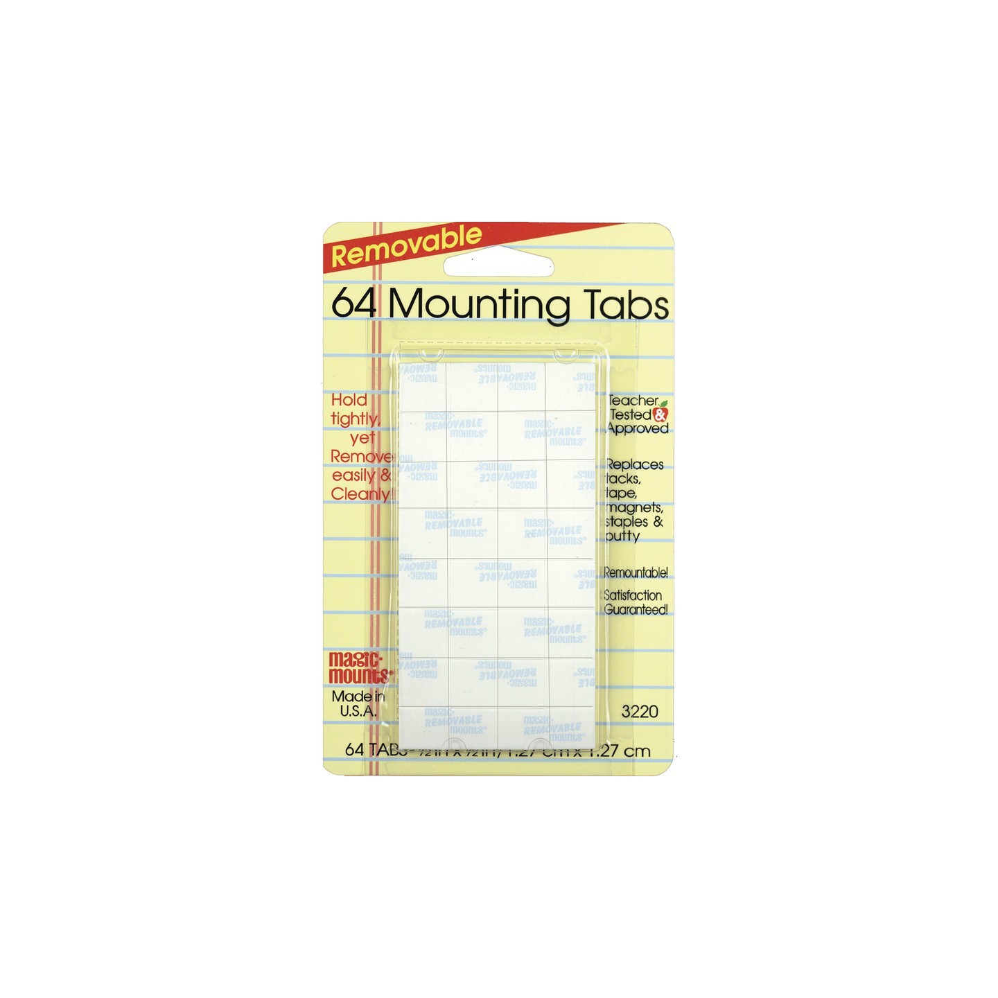 Magic-Mounts® Removable Mounting Tabs, 1/2" x 1/2", Pack of 64