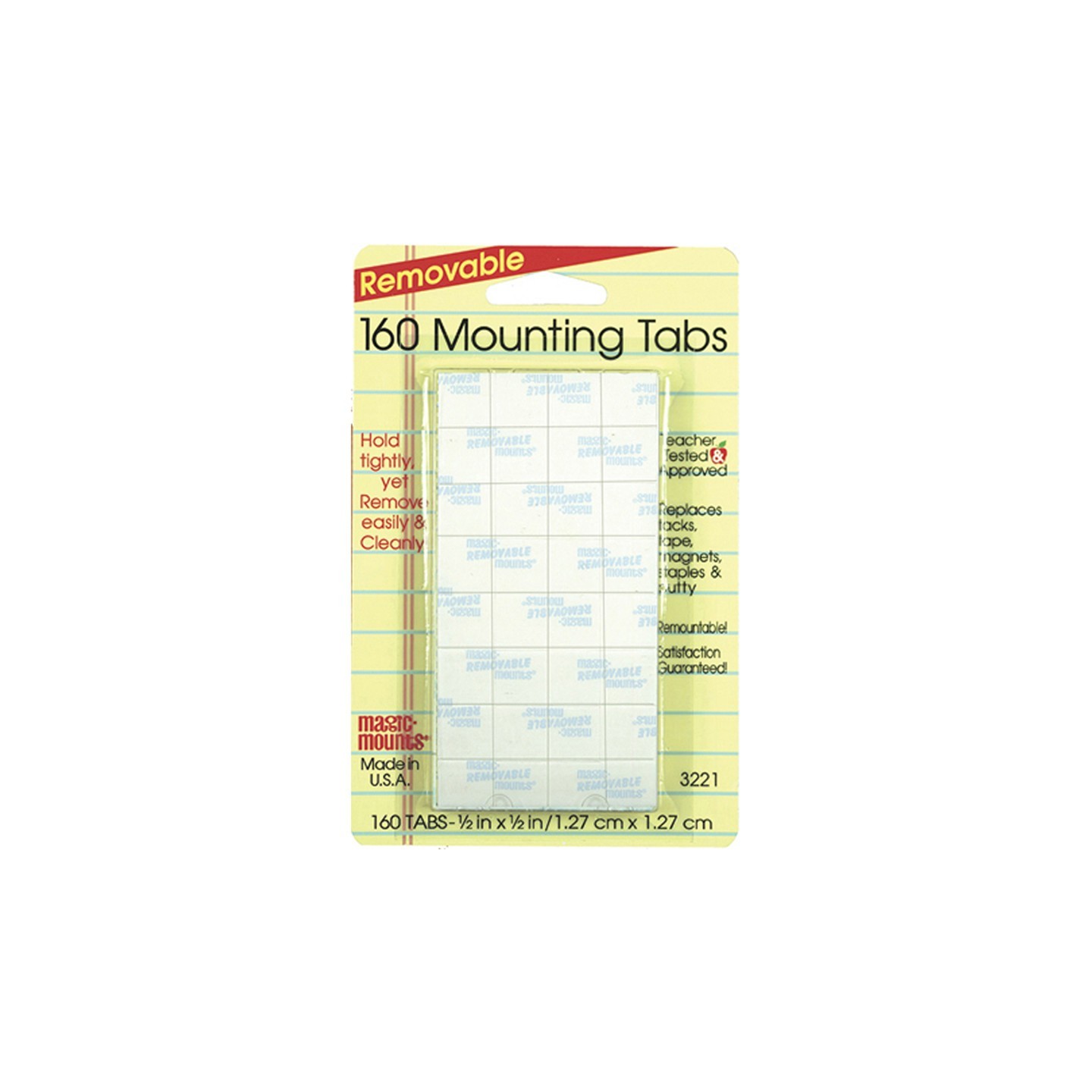 Magic-Mounts® Removable Mounting Tabs, 1/2" x 1/2", Pack of 160