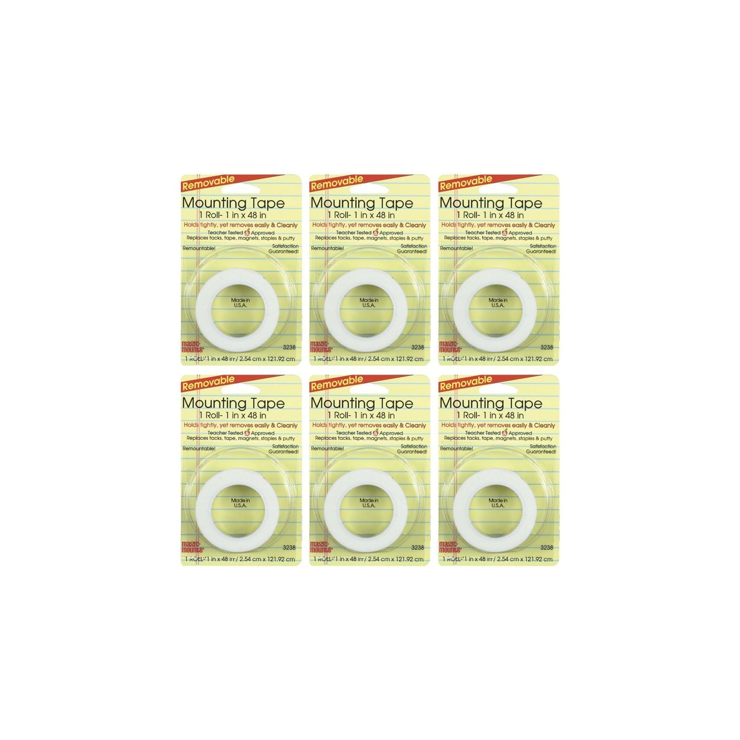Magic-Mounts® Removable Magic Mounting Tape, 1" x 48", 6 Rolls
