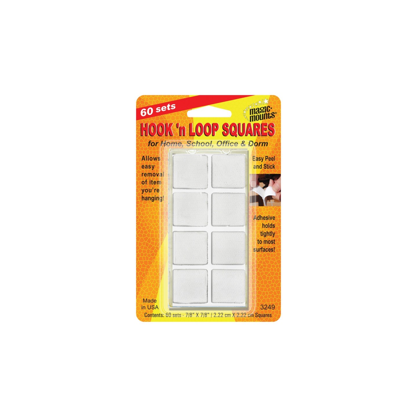 Magic-Mounts® Hook 'n Loop, 7/8" Squares, 60 Sets