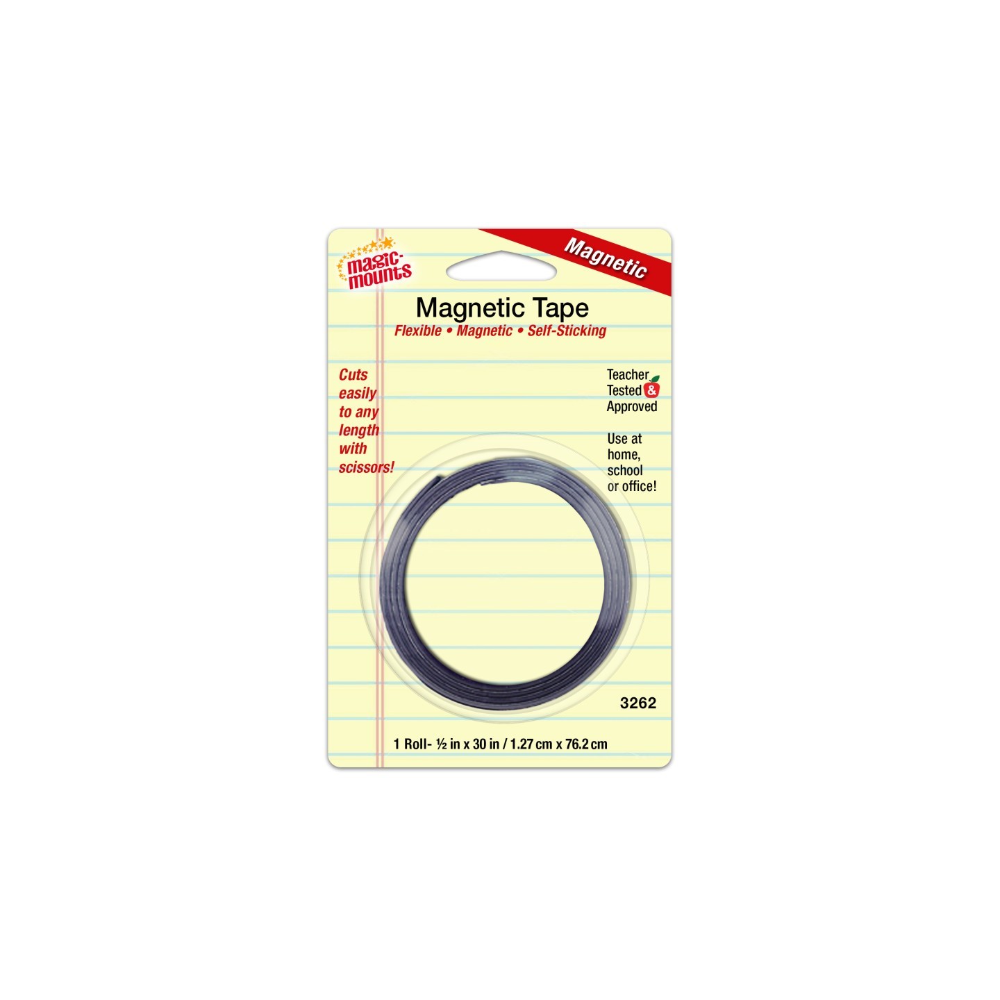 Magic-Mounts® Self-Sticking Magnetic Tape Roll, 1/2" x 30"