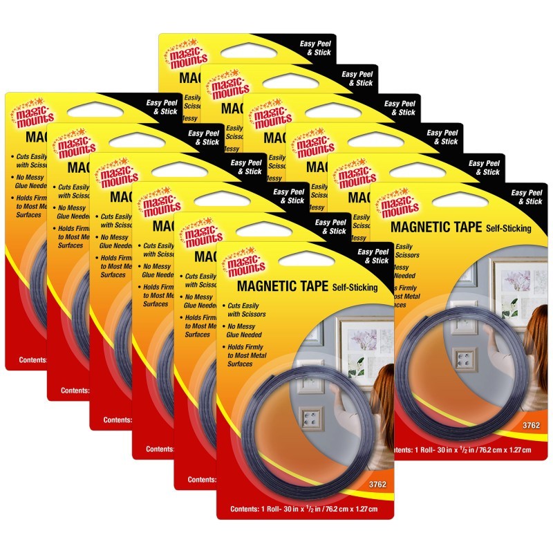 Magic-Mounts® Magnetic Tape, 1/2" x 30" Roll, Pack of 12