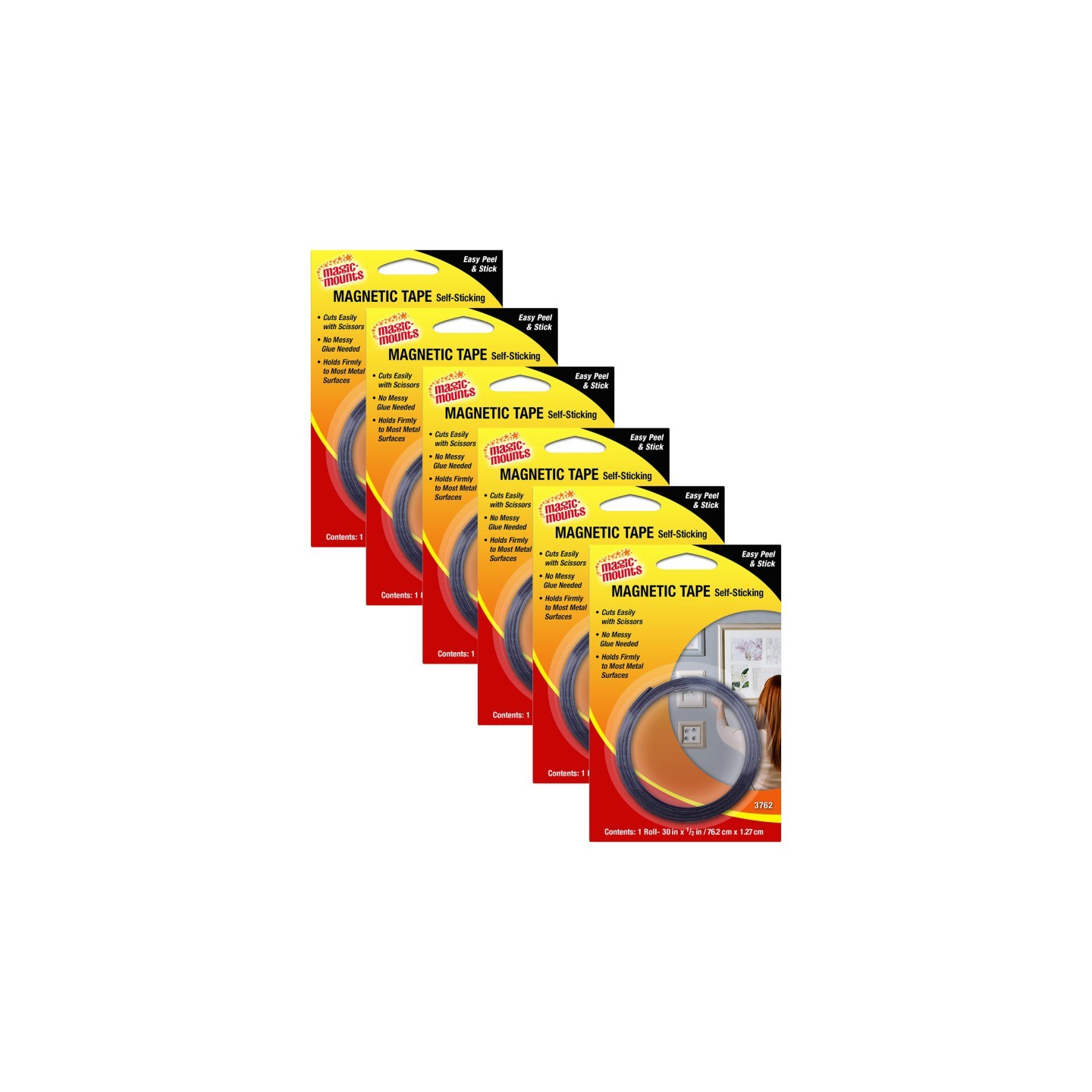 Magic-Mounts® Magnetic Tape, 1/2" x 30" Roll, Pack of 6
