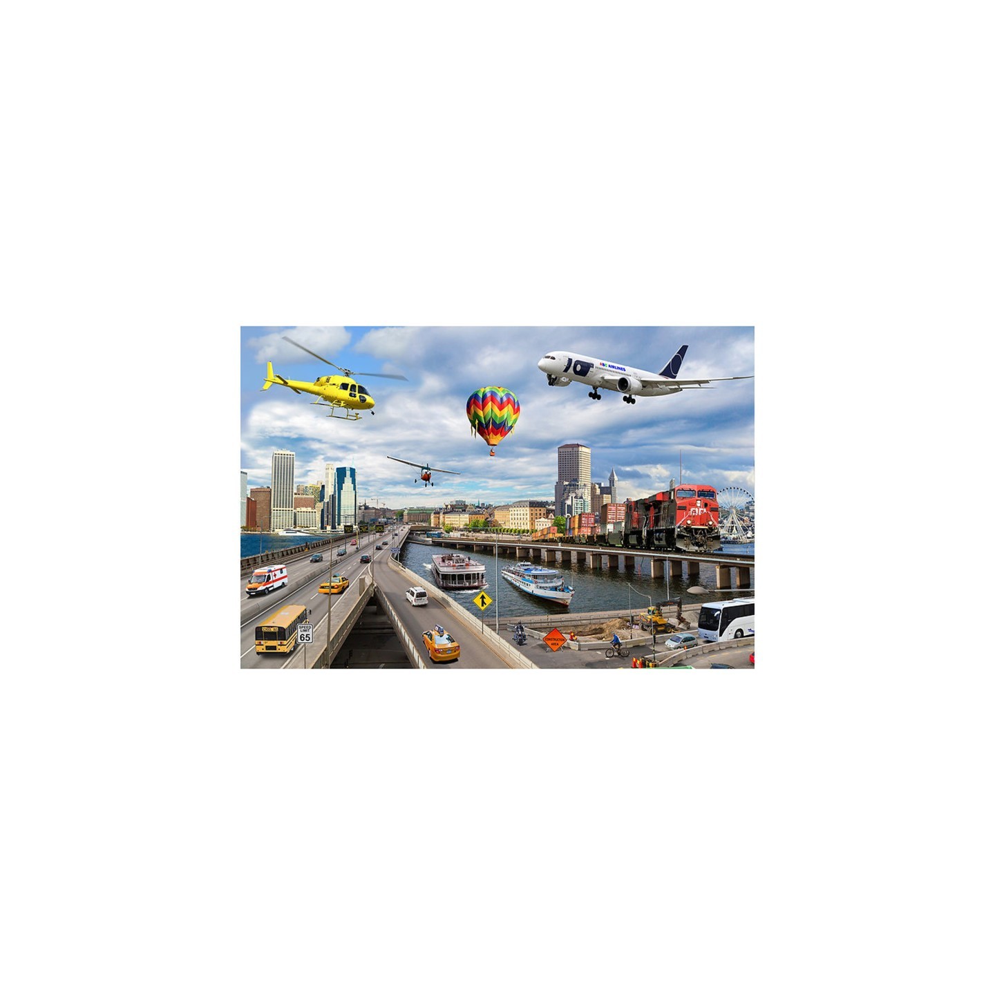 MOJO On-the-Go Transportation Jumbo Photographic Floor Puzzle