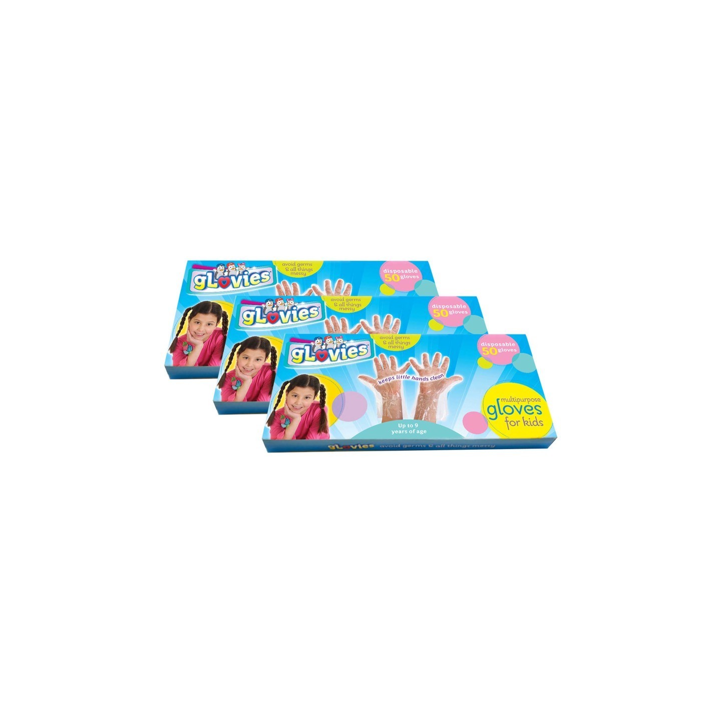 gLovies Multipurpose Disposable Gloves, 50 Per Box, 3 Boxes