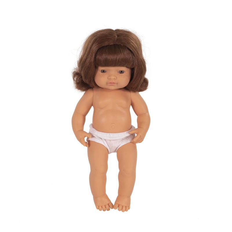 Miniland Anatomically Correct 15" Baby Doll, Caucasian Girl, Red Hair