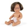 Miniland Baby Doll Caucasian Girl With Down Syndrome With Glasses 15'', Polybagged