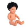 Miniland Anatomically Correct 15" Baby Doll, Caucasian Boy, Curly Black Hair (Polybag)