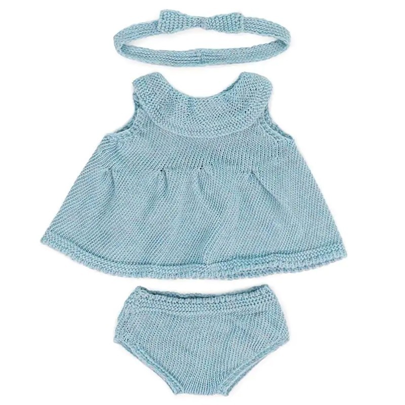 Miniland Clothes for 15" Dolls, Knitted Outfit Dress & Headband