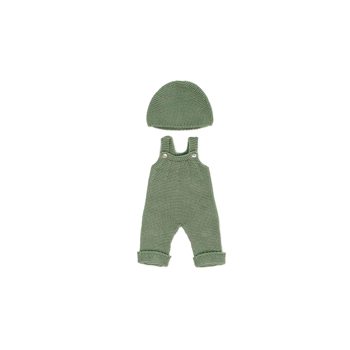 Miniland Clothes for 15" Dolls, Knitted Outfit Overall & Beanie Hat