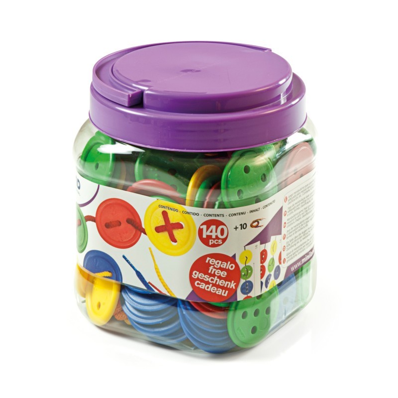 Miniland Lacing Buttons: 140 Pieces Per Jar