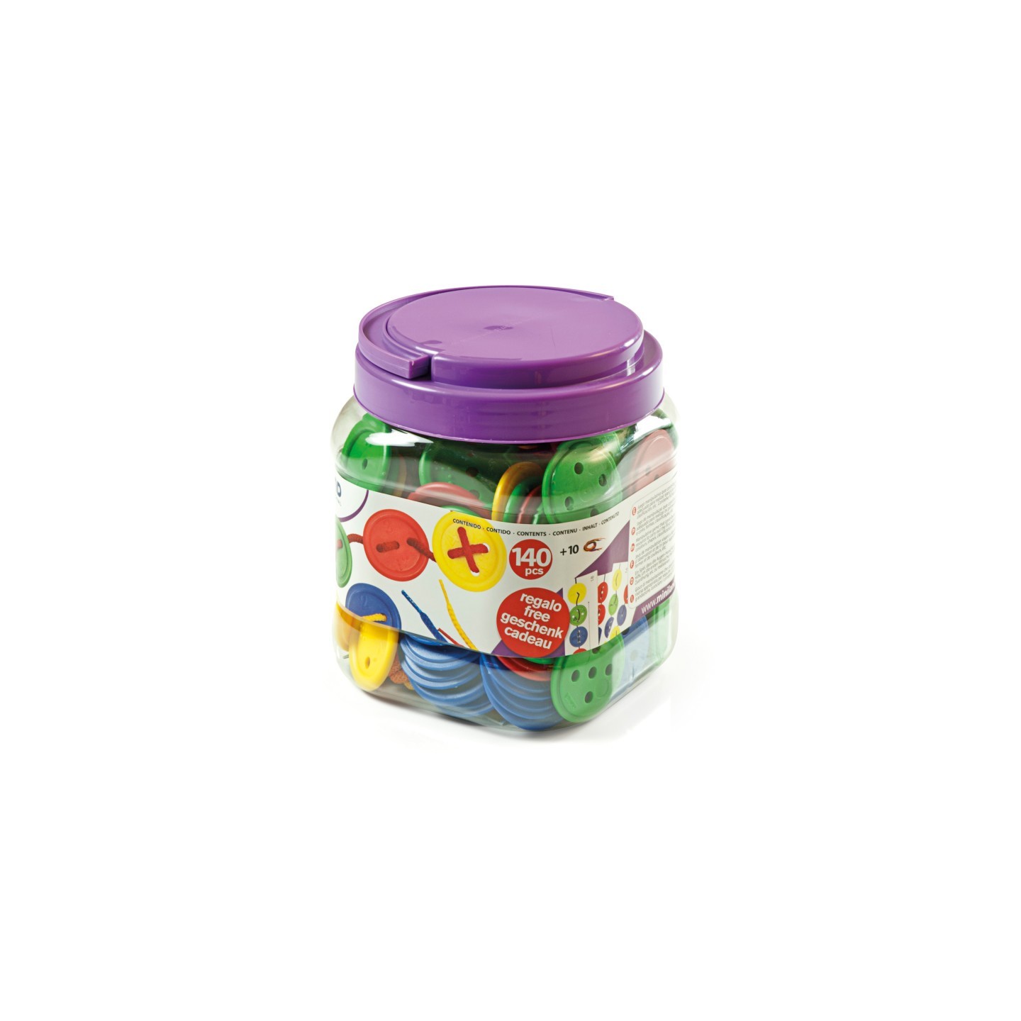 Miniland Lacing Buttons: 140 Pieces Per Jar