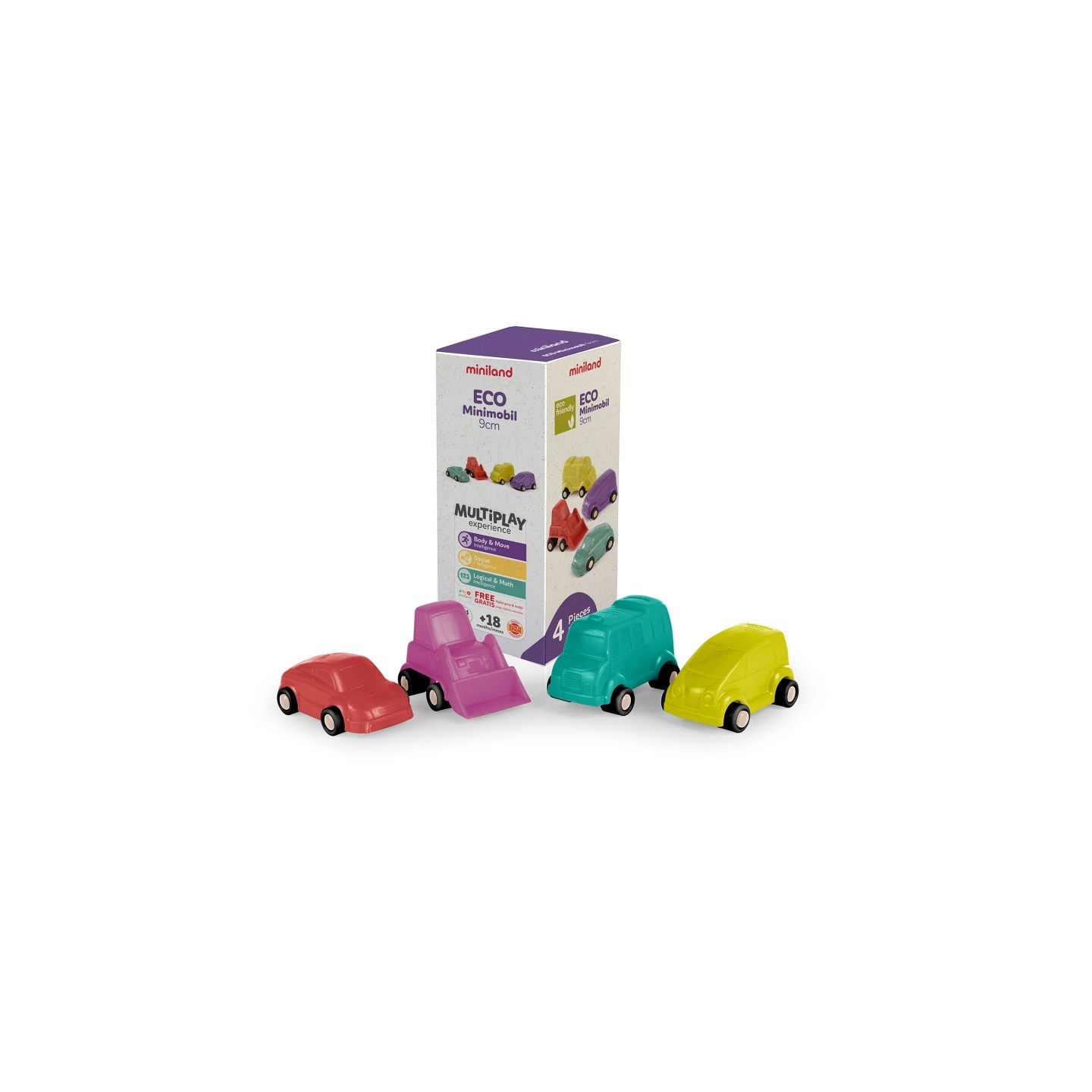 Miniland ECO Minimobil, 3.5", Set of 4