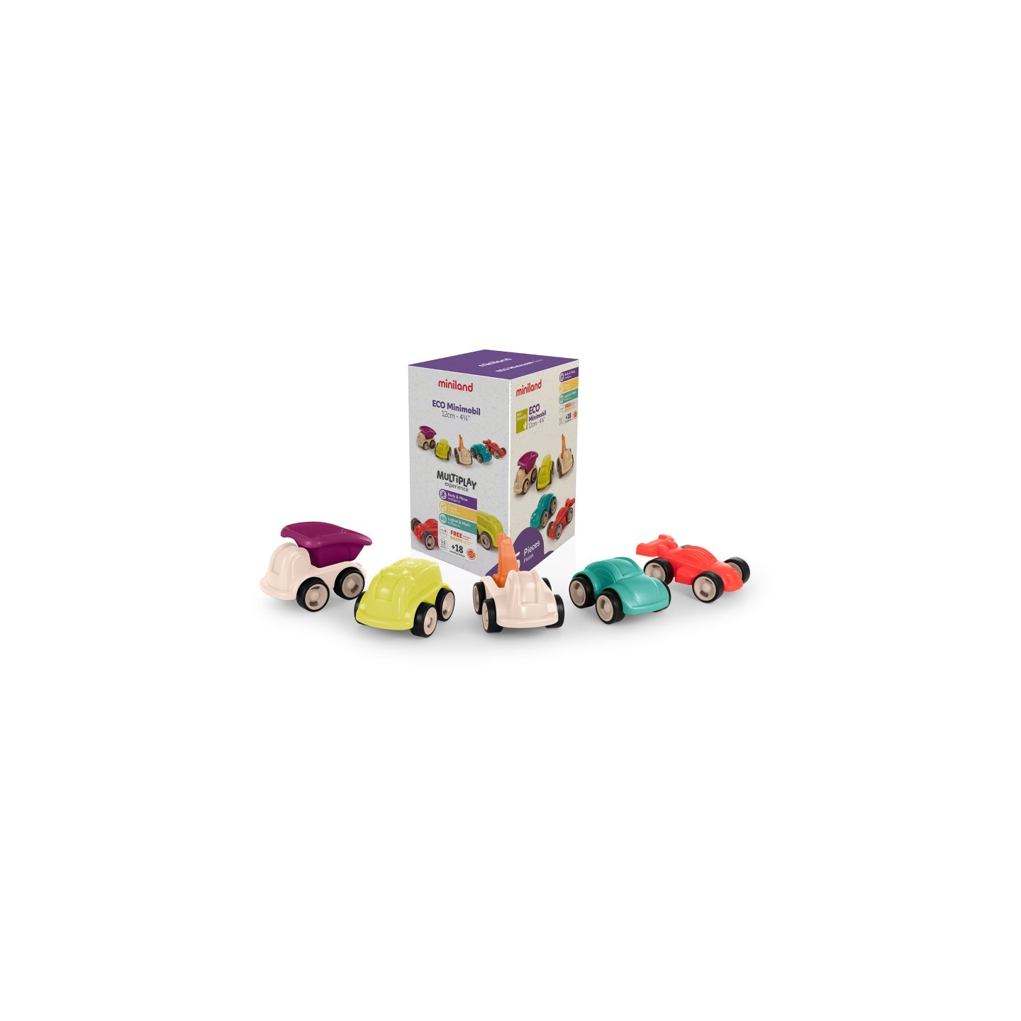 Miniland Eco Minimobil 4-1/4", Set of 5