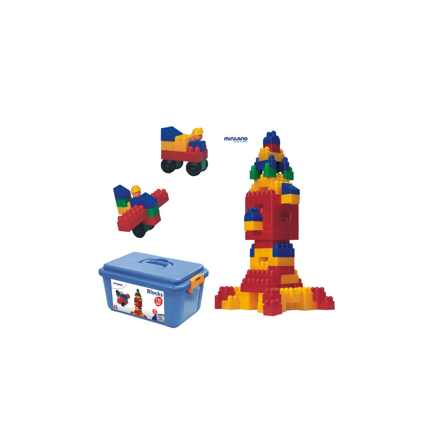 Miniland Plastic Interlocking Blocks, 120 Pieces