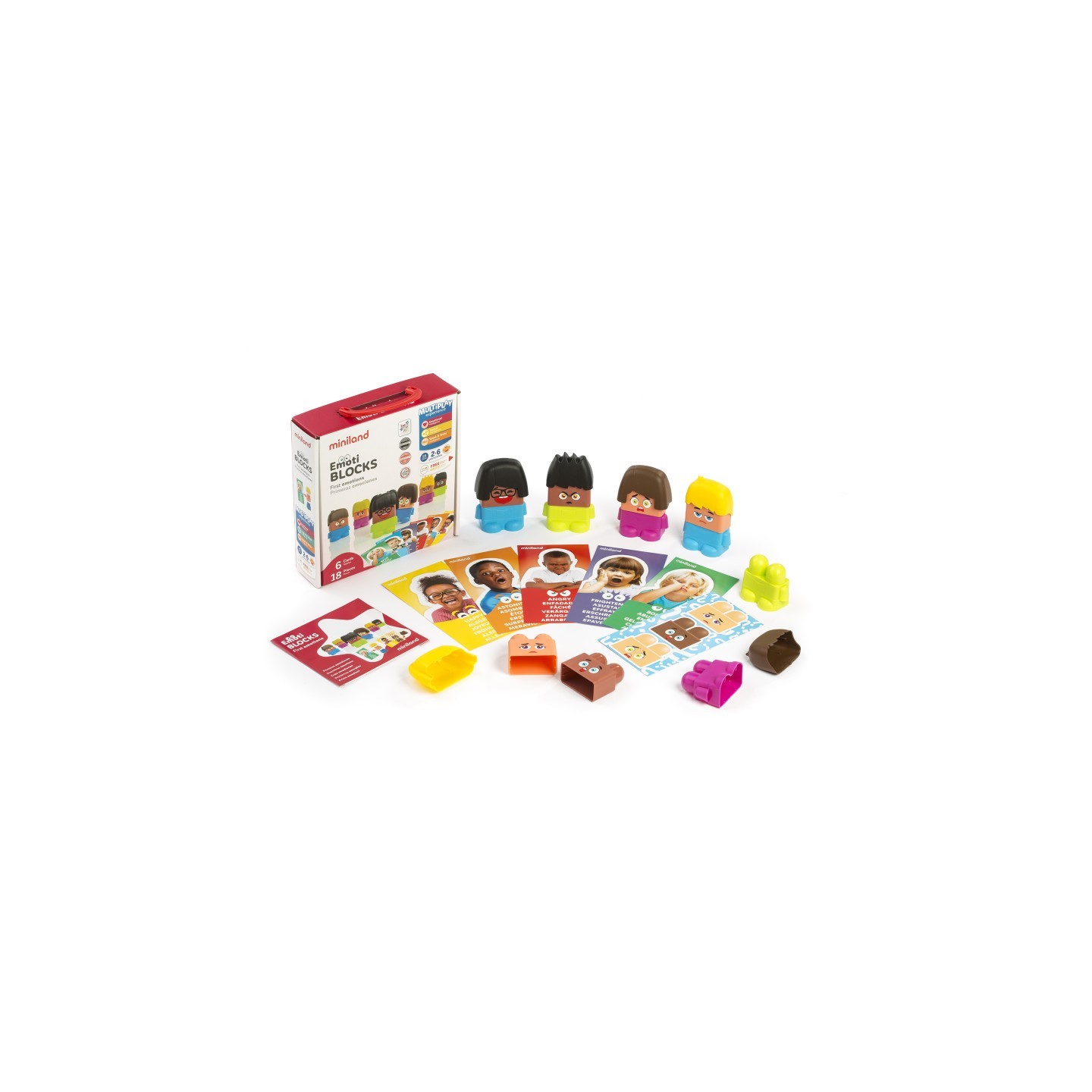 Miniland Emotiblocks, Interchangeable Emotion Blocks, 18 Pieces