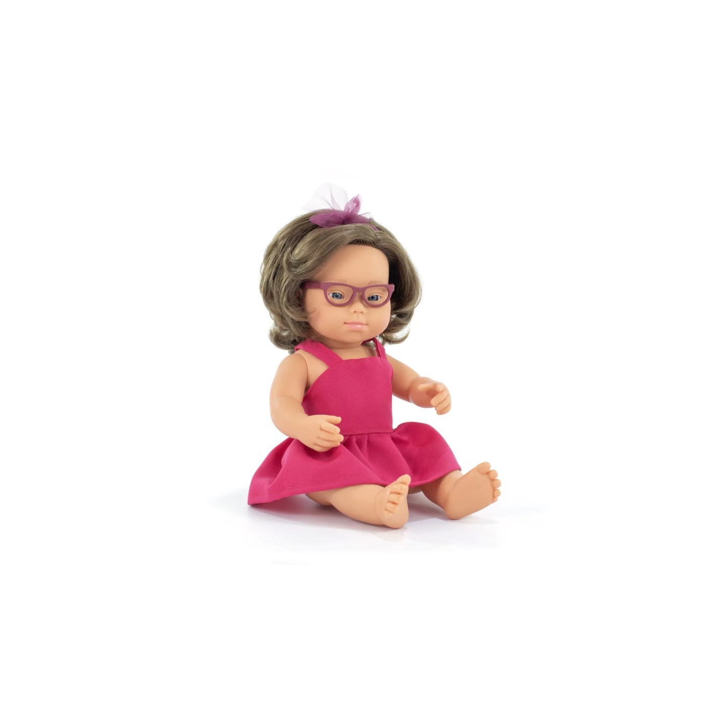 Miniland My Friends & Me Baby Doll, Caucasian Girl With Down Syndrome And Glasses, 15", Boxed