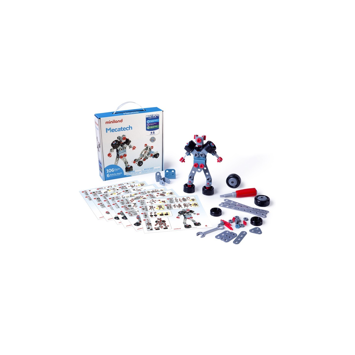 Miniland Mecatech, Vehicle & Robot Building Set, 106 Pieces