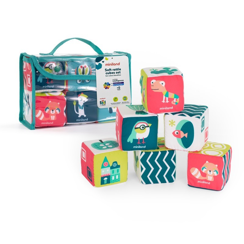 Miniland Feel to Learn: Soft Rattle Cubes Set