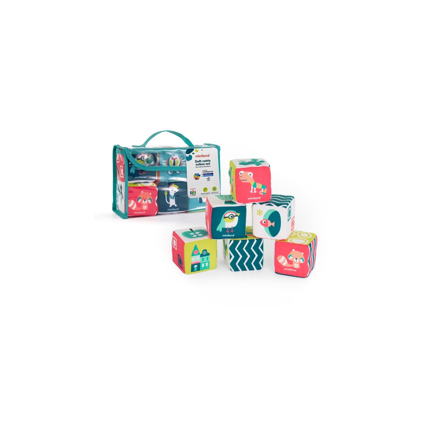 Miniland Feel to Learn: Soft Rattle Cubes Set