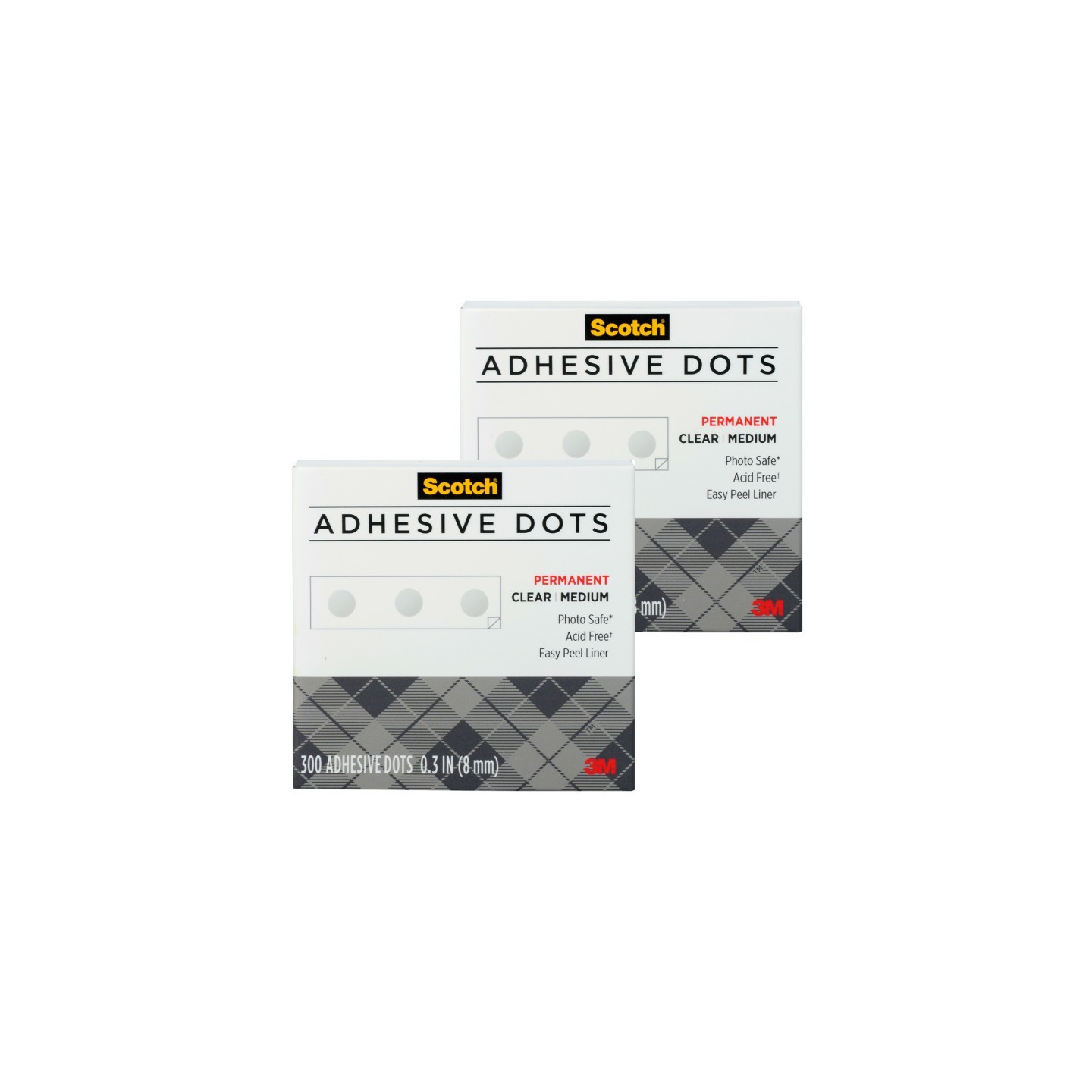Scotch® Permanent Adhesive Dots, 8 mm Medium, 300 Per Pack, 2 Packs