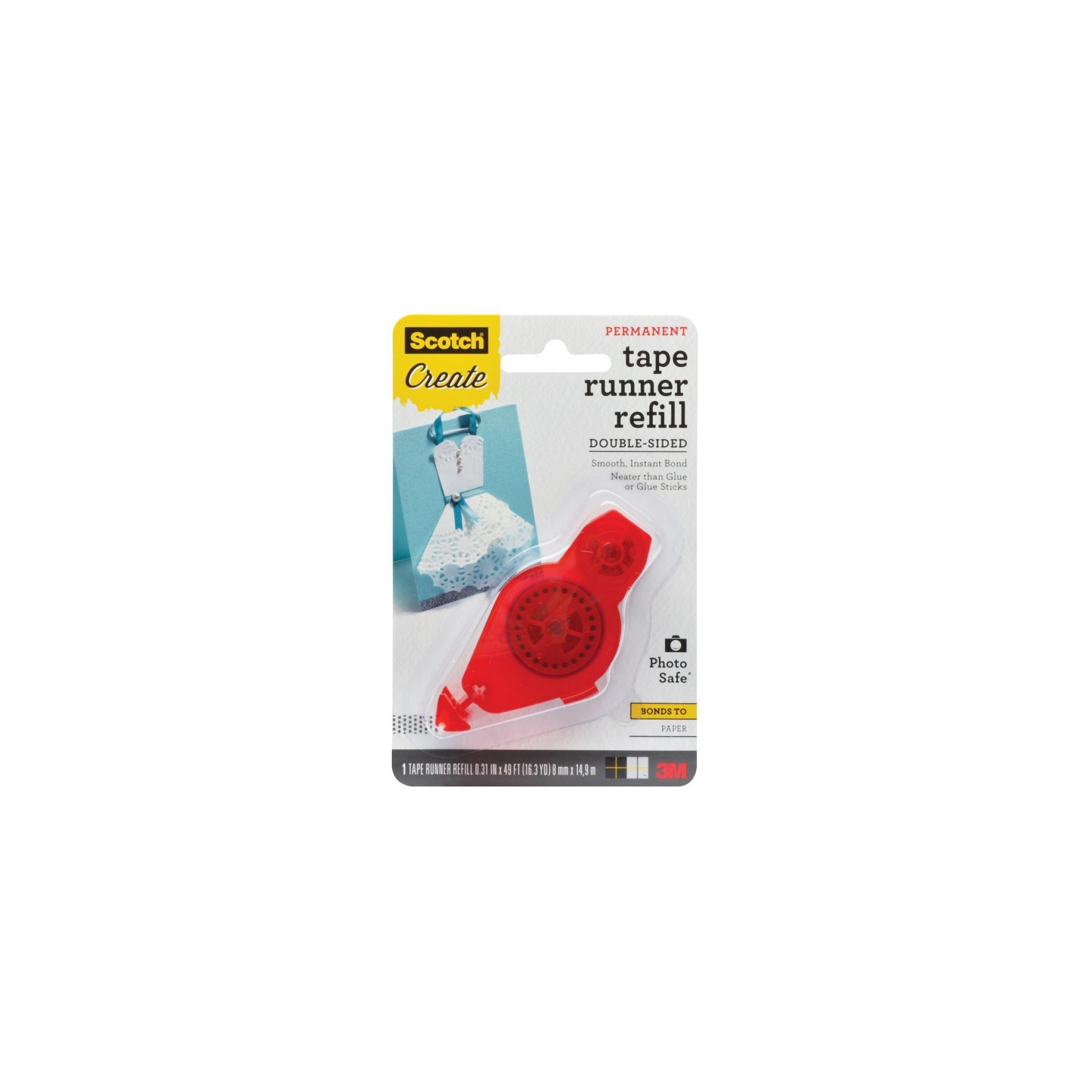 Scotch® Adhesive Dot Roller Refill, 1/3 in x 49 ft