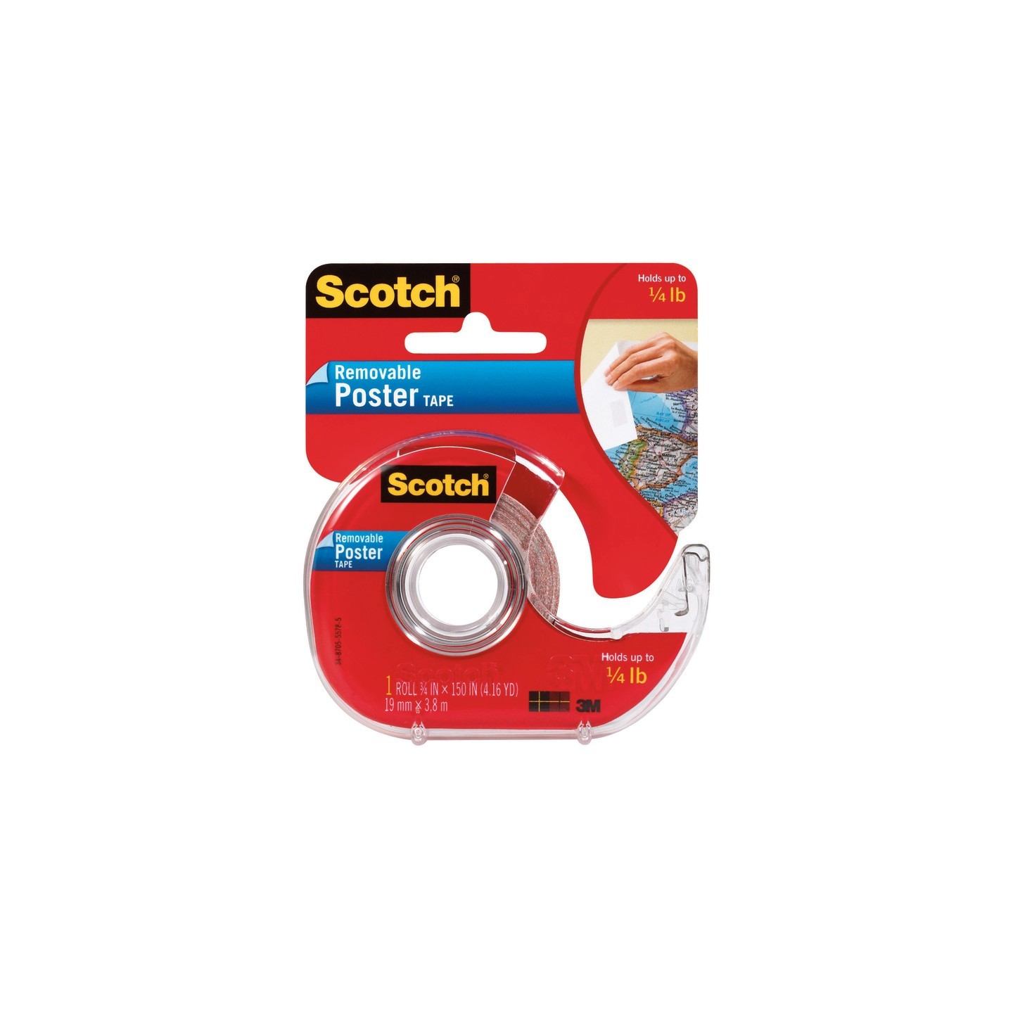 Scotch® Removable Poster Tape with Dispenser, 3/4" x 150"