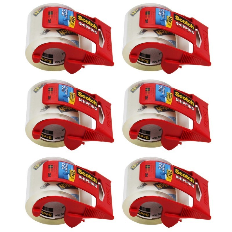 Scotch® Heavy Duty Shipping Packaging Tape with Dispenser, 2" x 800", 6 Rolls