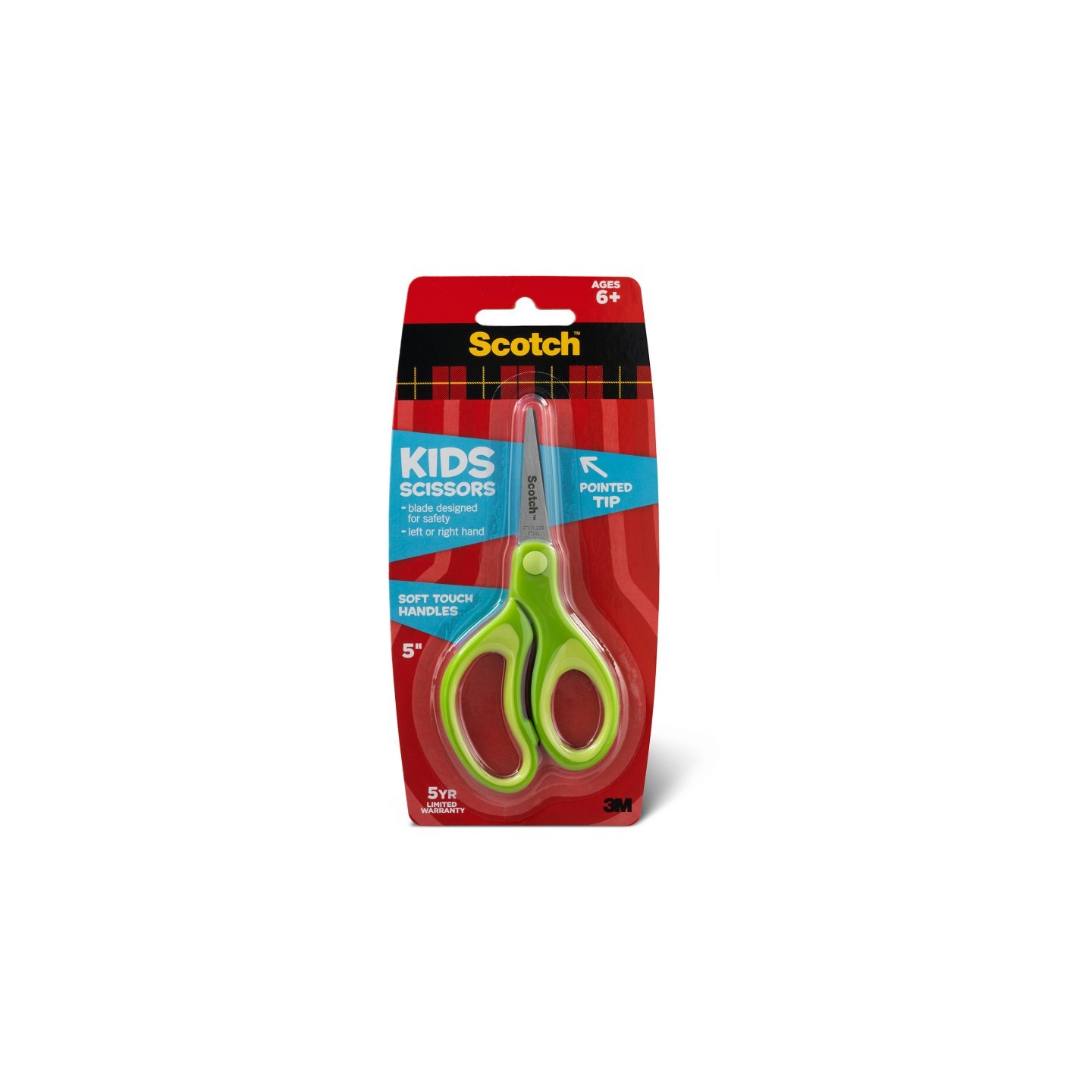 Scotch® Kids 5 inch Scissors, Soft Grip Handles, Pointed, 6+
