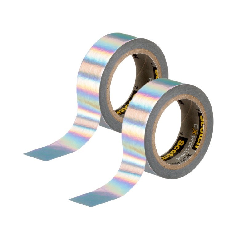 Scotch® Expressions Washi Tape, .59" x 275", Iridescent White, Pack of 2