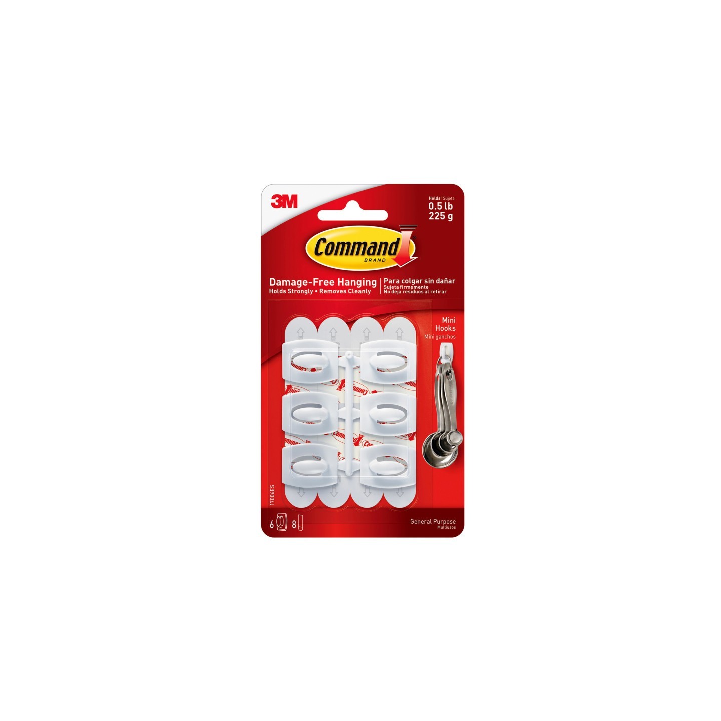3M® Command™ Mini Hooks, White, 6 Count