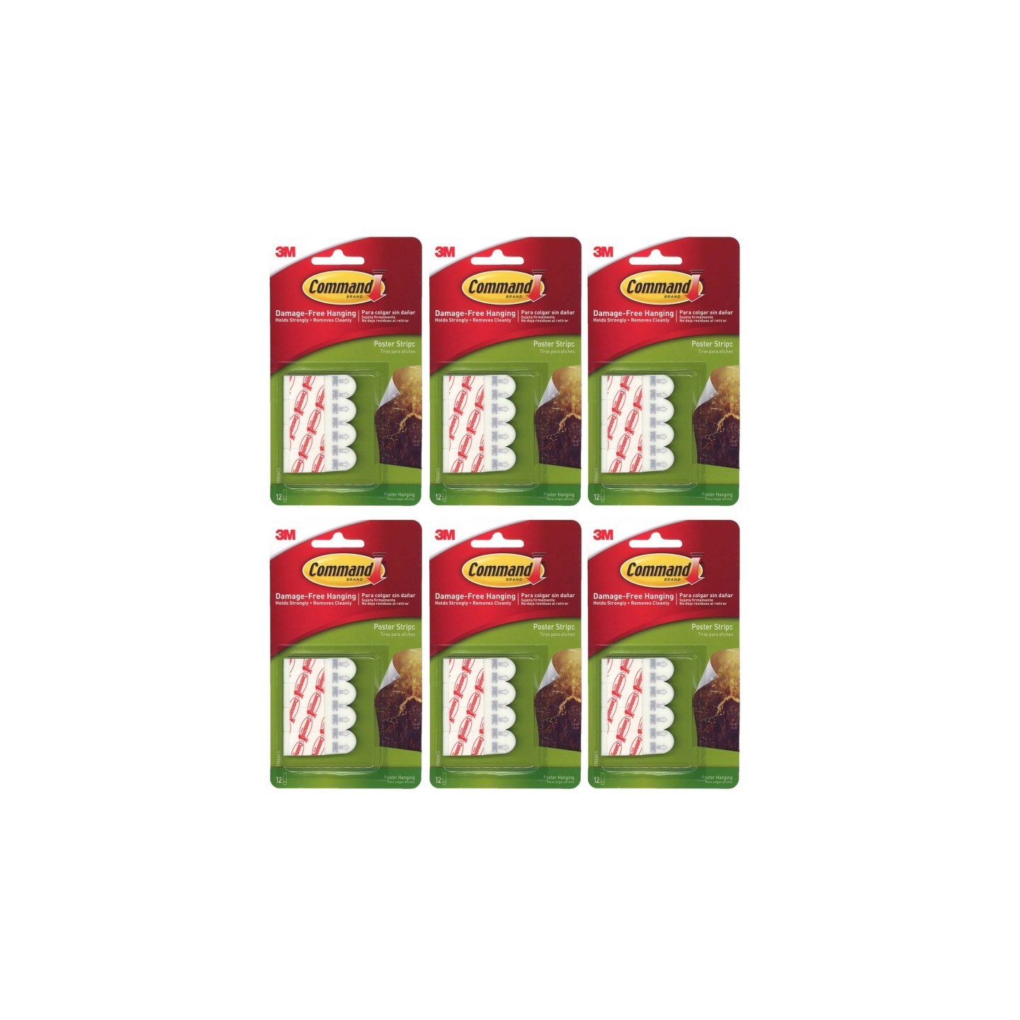 3M® Removable Poster Strips, 12 Strips Per Pack, 6 Packs