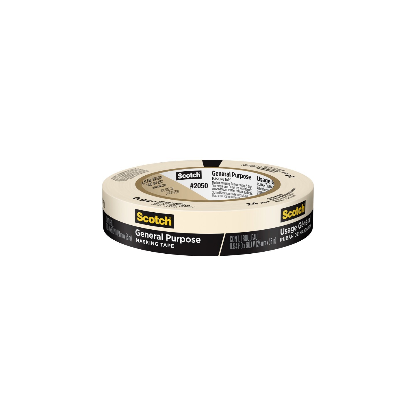 Scotch® General Purpose Masking Tape, 0.94 in x 60.1 yd (24mm x 55m), 1 Roll