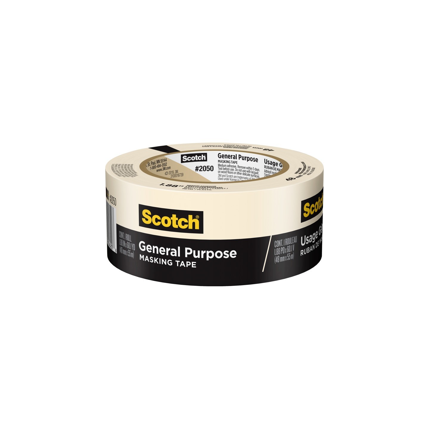 Scotch® General Purpose Masking Tape, 1.88 in x 60.1 yd (48mm x 55m), 1 Roll