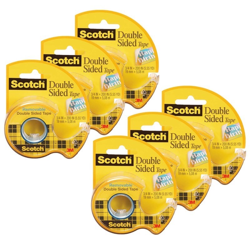 Scotch® Removable Double Sided Tape, 3/4" x 200", 6 Rolls