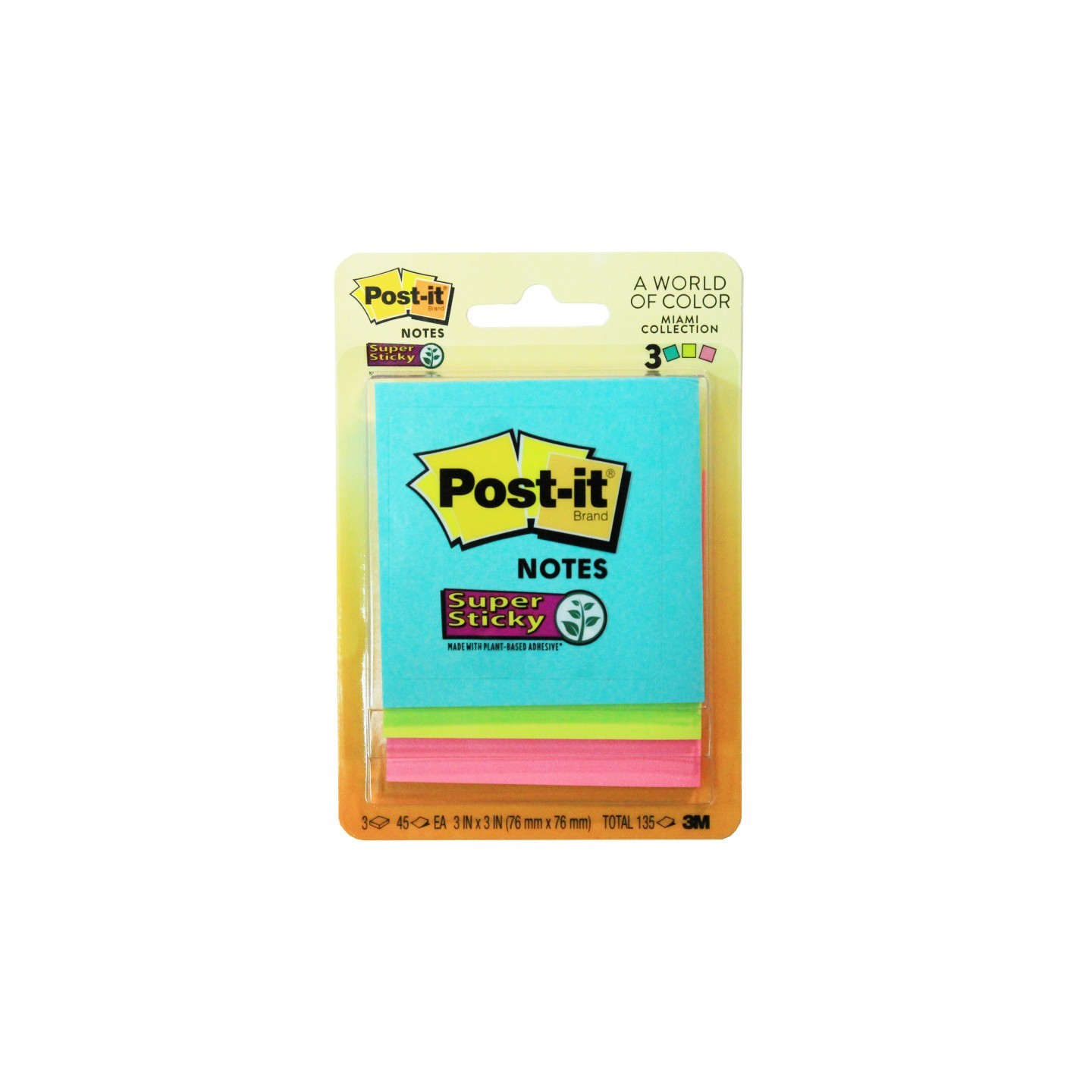 Post-it® Super Sticky Notes, 3" x 3", Marrakesh Collection, 3 Pads/Pack