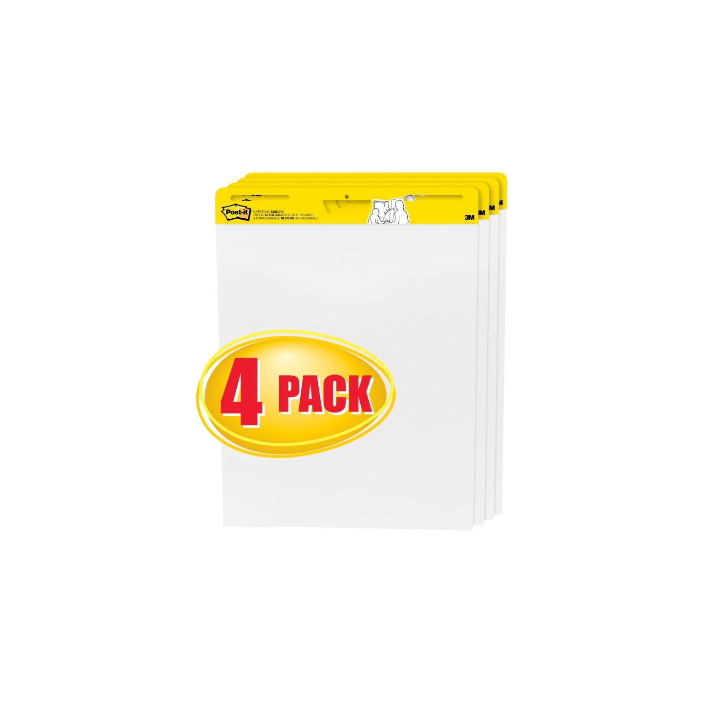 Post-it® Easel Pad, 25" x 30", Self Stick Sheets, 30 Sheets/Pad, Pack of 4