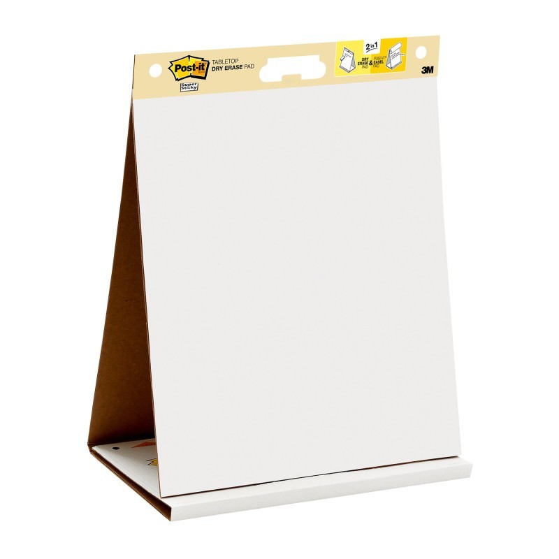 Post-it® Super Sticky Tabletop Easel Pad with Dry Erase Surface, 20 Sheets, 20" x 23", White